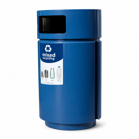 Outdoor Trash Can, Round, Powder Coated, 35 Gallon - RSO-35