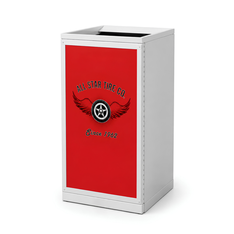 Indoor Advertising Trash Can, Square, 36 Gallon - HS36IW-ADVERT