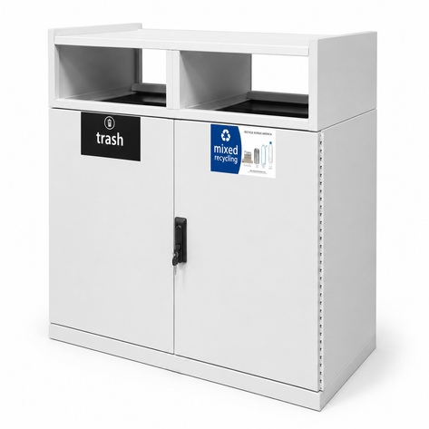 Double Food Court Waste Receptacle, Powder Coated, 72 Gallon - FC236