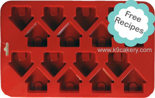 Silicon dog treat baking pan in dog house shapes 1.5" 16 per pan