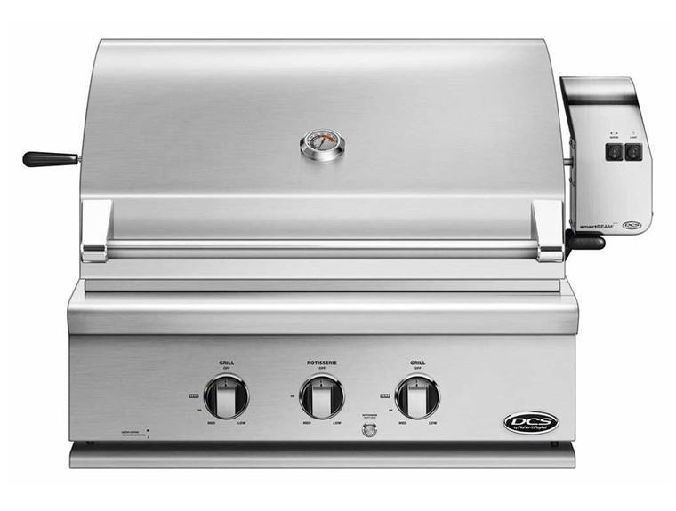 DCS 30" Brushed Stainless Steel Traditional Built-In Liquid Propane Gas Grill With Rotisserie