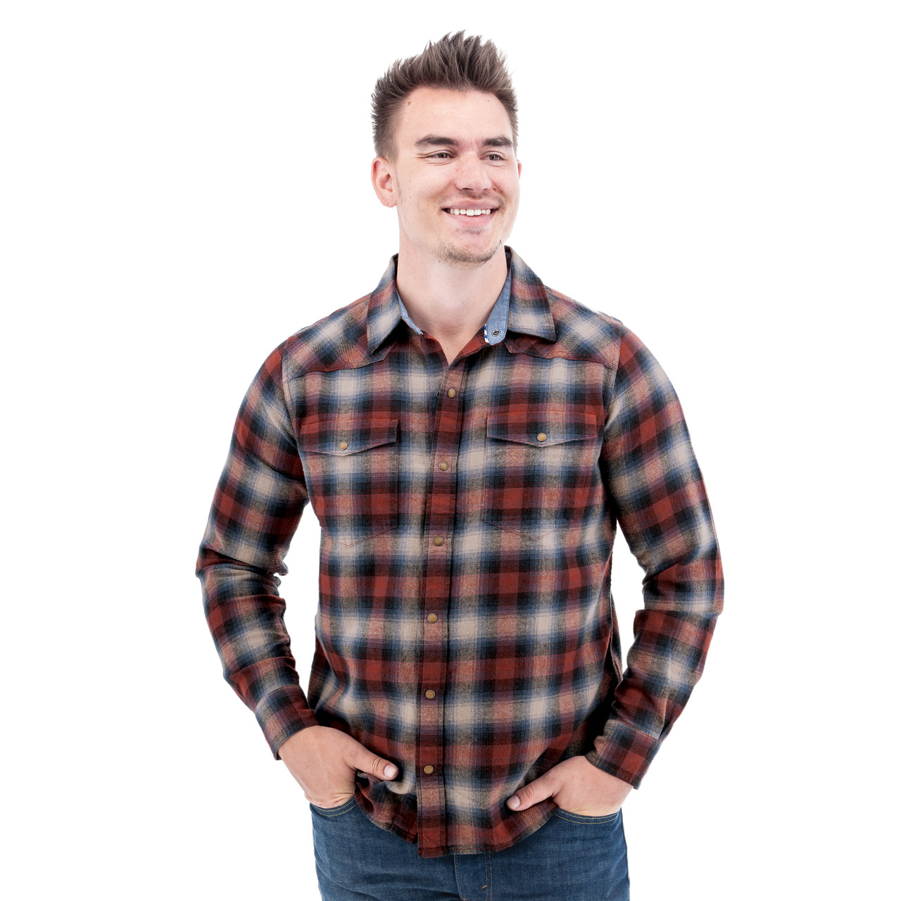 Old Ranch Brands Men's Ranger Organic Snap Flannel Shirt - Red Size Medium Old Ranch Brands Men's Ranger Organic Snap Flannel Shirt - Red Size Medium