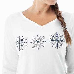 Snowflake Long Sleeve Pajama Top detail