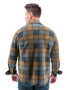 Grayson Plaid Recycled Fleece Overshirt studio back