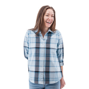 Salina Organic Plaid Shirt studio ombre blue