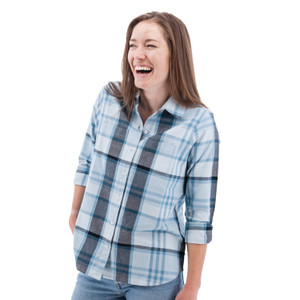Salina Organic Plaid Shirt studio alt1 ombre blue