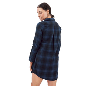 Plaid Organic Flannel Night Shirt studio back Plaid Organic Flannel Night Shirt studio back