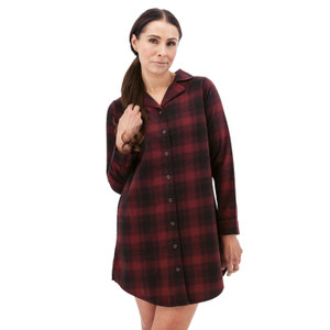 Plaid Organic Flannel Night Shirt studio alt 1 Plaid Organic Flannel Night Shirt studio alt 1