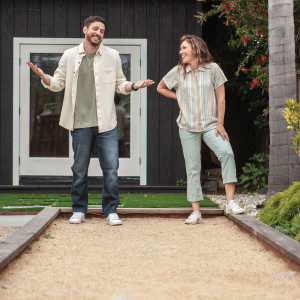 Man playing bocce ball wearing Weston Supersoft Crew Neck Tee in green