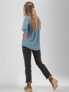 Cyndi Waffle Knit Cowl Neck studio back