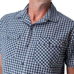 Rydell Pearl Snap Check Shirt Navy Blue detail