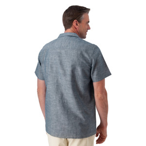 Bodi Cross-Weave Camp Shirt Dark Blue back