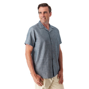 Bodi Cross-Weave Camp Shirt Dark Blue alt 1