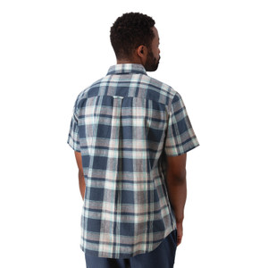 Porter Button Front Plaid Shirt studio Navy Blue back