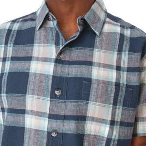 Porter Button Front Plaid Shirt studio Navy Blue detail 2