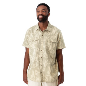 Liam Pearl Snap Printed Shirt Moss