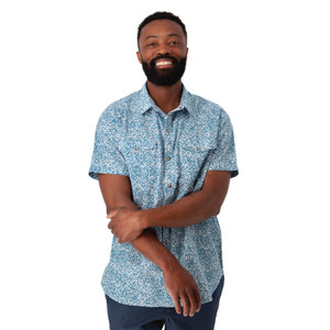Liam Pearl Snap Printed Shirt Lake Blue alt 1