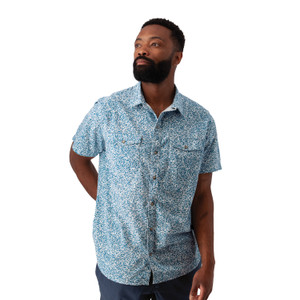 Liam Pearl Snap Printed Shirt Lake Blue