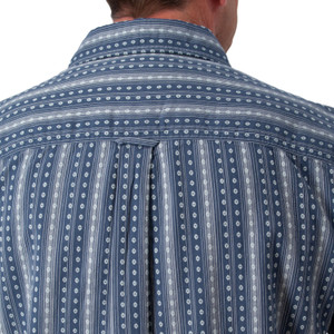 Hawke Organic Cotton Shirt Khaki Navy Blue detail