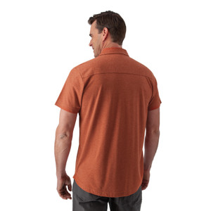 Riley Button Front Knit Shirt Potters Clay Red back