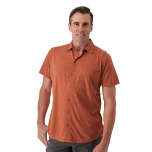 Riley Button Front Knit Shirt Potters Clay Red