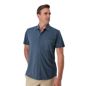 Riley Button Front Knit Shirt Blue Wing Teal