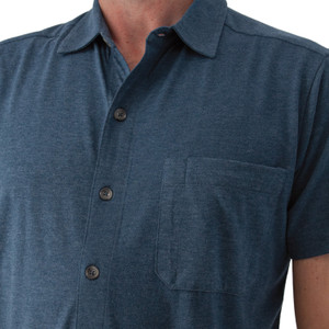 Riley Button Front Knit Shirt Blue Wing Teal detail