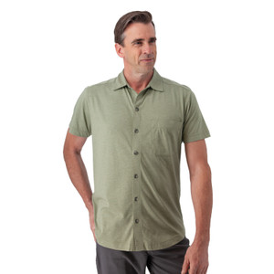 Riley Button Front Knit Shirt Oil Green