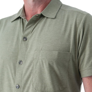 Riley Button Front Knit Shirt Oil Green detail