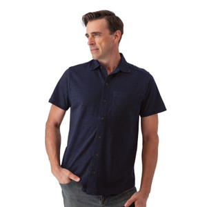 Jackson Button Front Shirt Indigo Heather Dark Blue studio