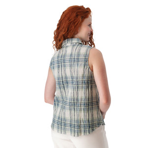 Linnet Organic Cotton Textured Tank Top Jadeite Green back