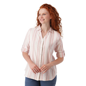 Plumas Y-Neck Shirt Rose Stripe