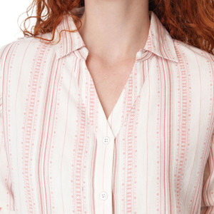 Plumas Y-Neck Shirt Rose Stripe detail