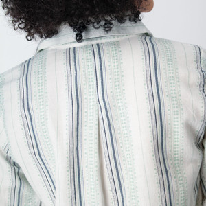 Plumas Y-Neck Shirt Ceramic Blue Stripe detail