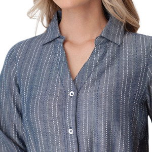 Plumas Y-Neck Shirt Navy detail