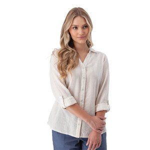 Plumas Y-Neck Shirt Multi Color Stripe alt 1