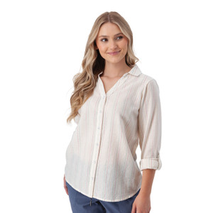 Plumas Y-Neck Shirt Multi Color Stripe