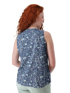 Kassie Split Neck Printed Tank Top Indigo Blue back