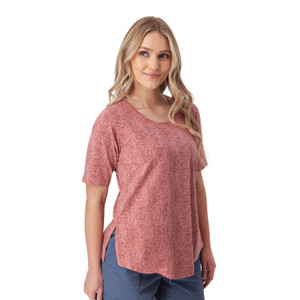 Daystar Elbow Sleeve Printed Top Dusty Rose Pink alt 1