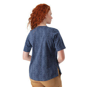 Daystar Elbow Sleeve Printed Top Vintage Indigo Blue back