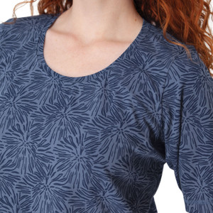 Daystar Elbow Sleeve Printed Top Vintage Indigo Blue detail