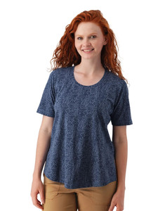 Daystar Elbow Sleeve Printed Top Vintage Indigo Blue alt 1