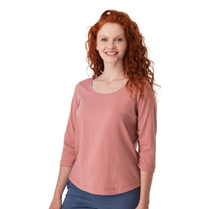 Magnolia Solid 3/4 Sleeve Top Dusty Rose Pink
