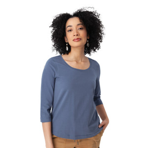 Magnolia Solid 3/4 Sleeve Top Vintage Indigo Blue