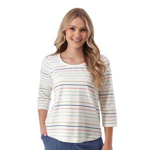 Magnolia 3/4 Sleeve Patterned Top Multi Color Stripe