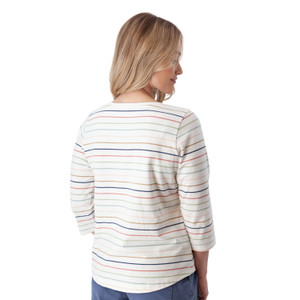 Magnolia 3/4 Sleeve Patterned Top Multi Color Stripe back