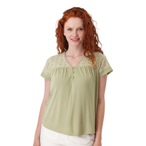 Ansley Eyelet Top Reseda Green