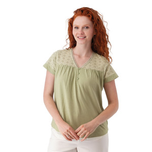 Ansley Eyelet Top Reseda Green alt 1