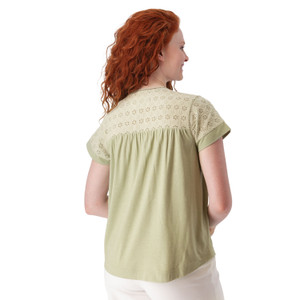 Ansley Eyelet Top Reseda Green back