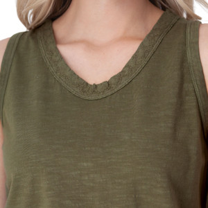 Finley V-Neck Tank Top Four Leaf Clover Green detail